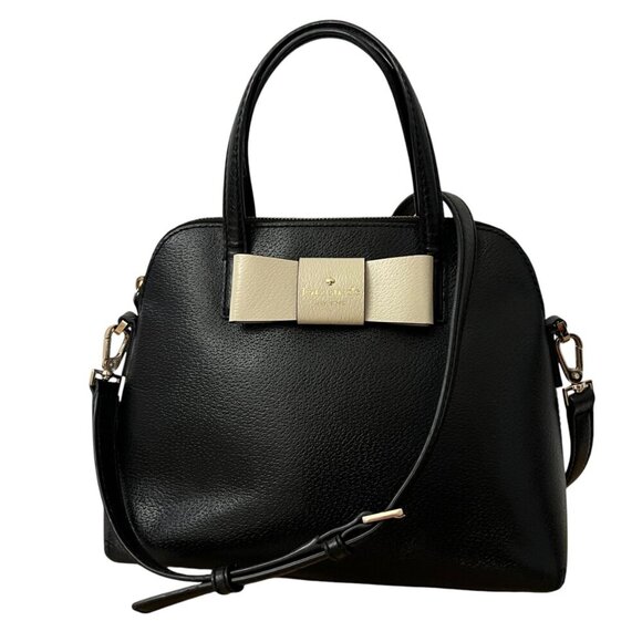 Kate Spade Matthews Street Maise Black & White‎ Bow Dome Satchel Crossbody - Picture 3 of 9